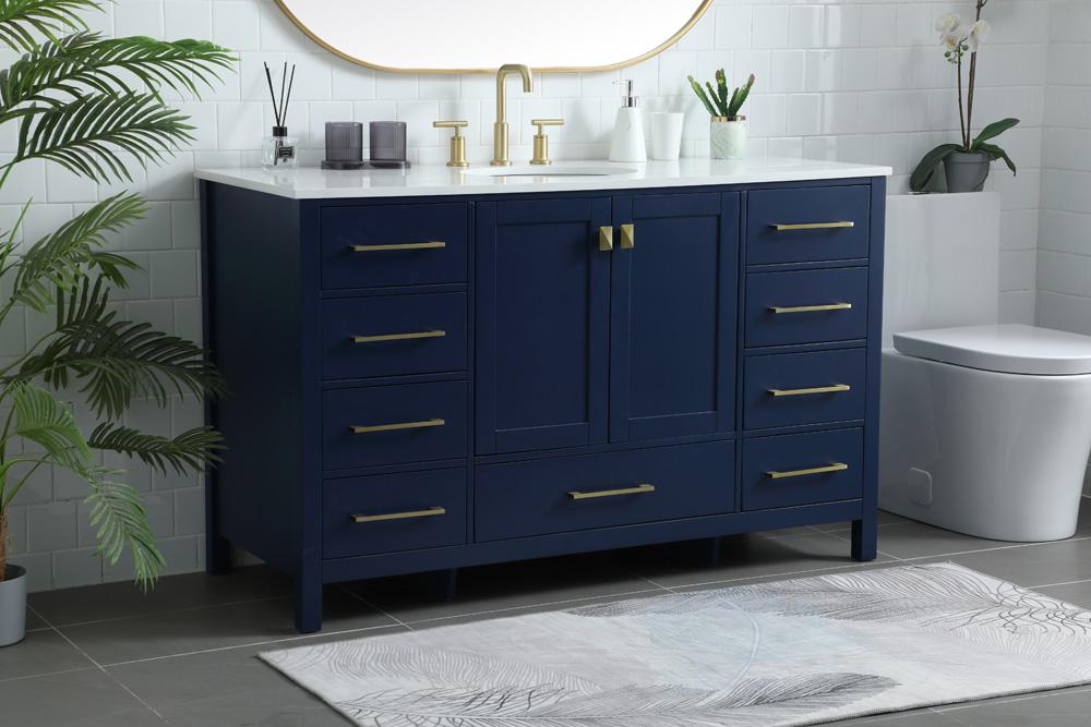 Elegant Furniture & Lighting - Irene 54 Inch SIngle Bathroom Vanity In Blue - VF18854BL veiw 3