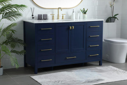 Elegant Furniture & Lighting - Irene 54 Inch SIngle Bathroom Vanity In Blue - VF18854BL veiw 3