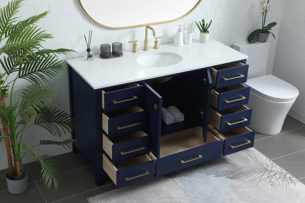 Elegant Furniture & Lighting - Irene 54 Inch SIngle Bathroom Vanity In Blue - VF18854BL veiw 4