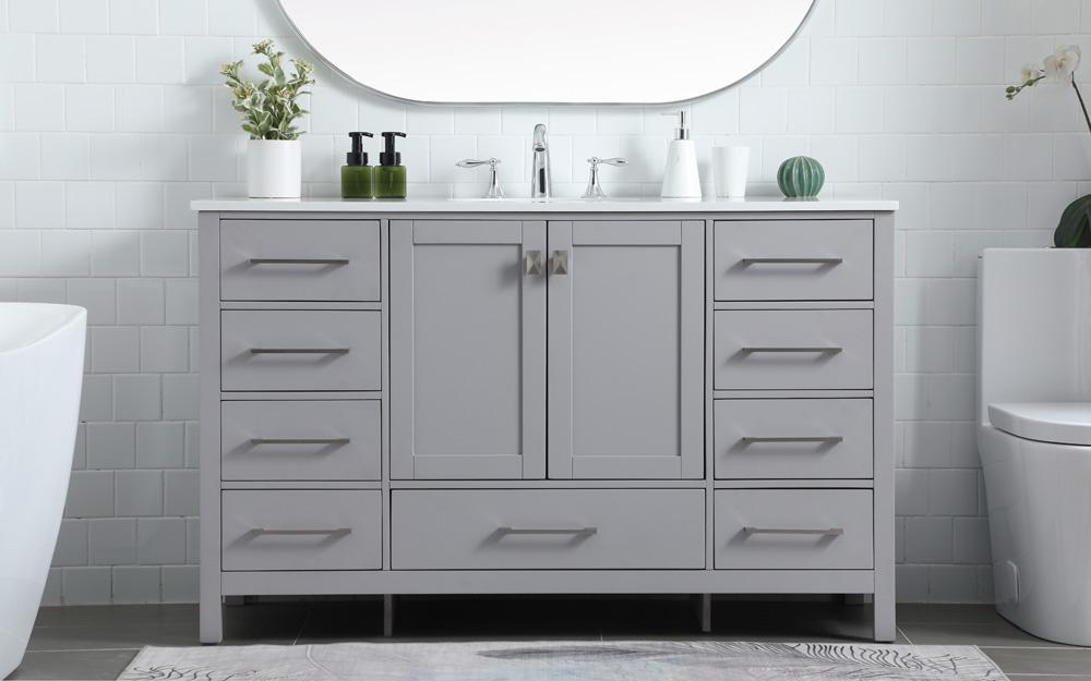 Elegant Furniture & Lighting - Irene 54 Inch SIngle Bathroom Vanity In Grey - VF18854GR veiw 2