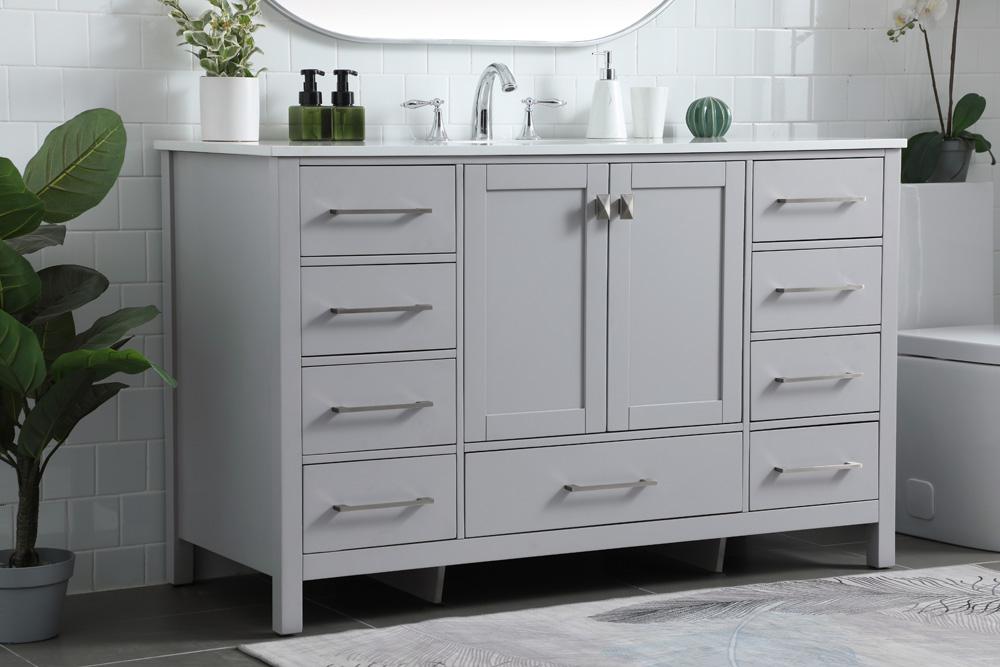 Elegant Furniture & Lighting - Irene 54 Inch SIngle Bathroom Vanity In Grey - VF18854GR veiw 3