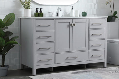 Elegant Furniture & Lighting - Irene 54 Inch SIngle Bathroom Vanity In Grey - VF18854GR veiw 3
