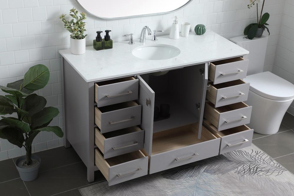 Elegant Furniture & Lighting - Irene 54 Inch SIngle Bathroom Vanity In Grey - VF18854GR veiw 4