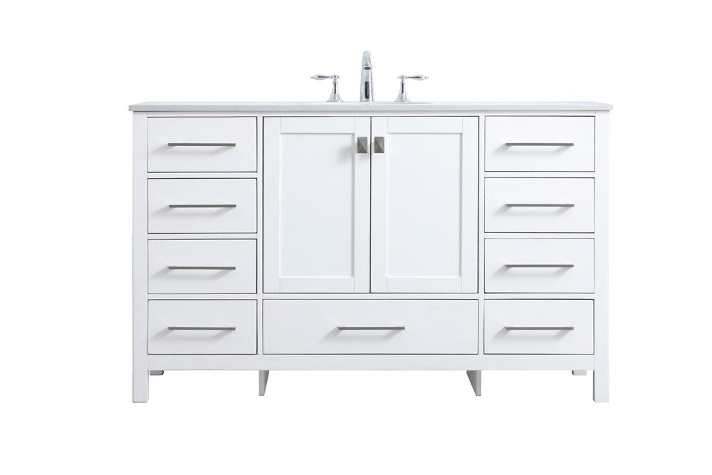 Elegant Furniture & Lighting - Irene 54 Inch SIngle Bathroom Vanity In White - VF18854WH veiw 1