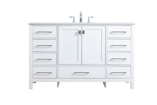 Elegant Furniture & Lighting - Irene 54 Inch SIngle Bathroom Vanity In White - VF18854WH veiw 1