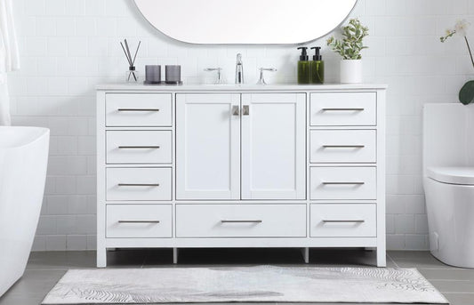 Elegant Furniture & Lighting - Irene 54 Inch SIngle Bathroom Vanity In White - VF18854WH veiw 2