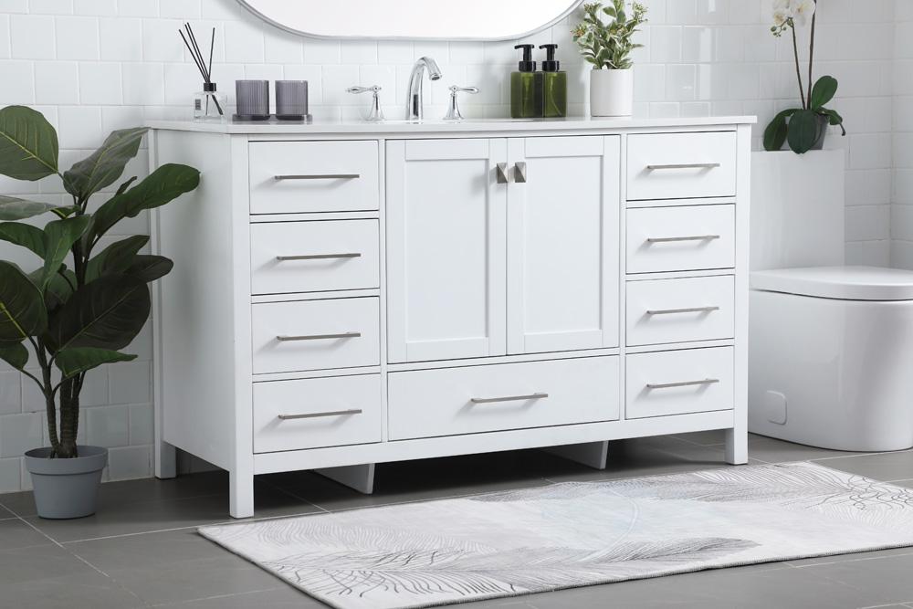 Elegant Furniture & Lighting - Irene 54 Inch SIngle Bathroom Vanity In White - VF18854WH veiw 3