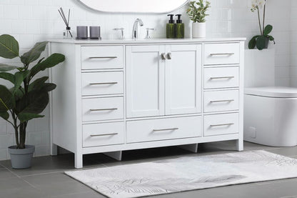 Elegant Furniture & Lighting - Irene 54 Inch SIngle Bathroom Vanity In White - VF18854WH veiw 3