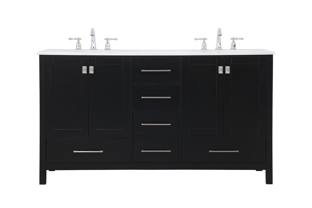 Elegant Furniture & Lighting - Irene 60 inch Double Bathroom Vanity in Black - VF18860DBK veiw 1