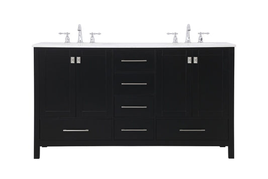 Elegant Furniture & Lighting - Irene 60 inch Double Bathroom Vanity in Black - VF18860DBK veiw 1