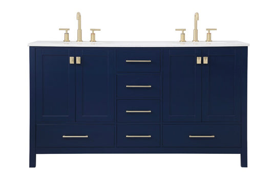 Elegant Furniture & Lighting - Irene 60 inch Double Bathroom Vanity in Blue - VF18860DBL veiw 1