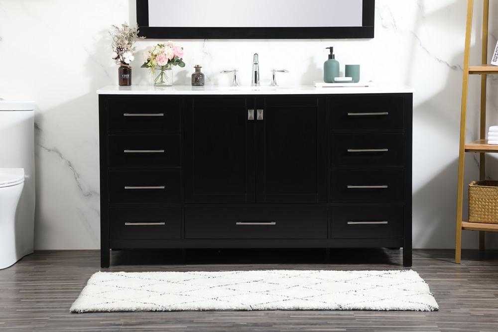 Elegant Furniture & Lighting - Irene 60 inch Single bathroom vanity in black - VF18860BK veiw 2