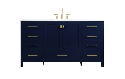 Elegant Furniture & Lighting - Irene 60 inch Single bathroom vanity in blue - VF18860BL veiw 1