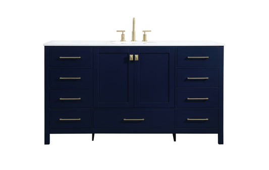 Elegant Furniture & Lighting - Irene 60 inch Single bathroom vanity in blue - VF18860BL veiw 1