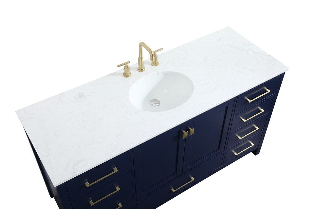 Elegant Furniture & Lighting - Irene 60 inch Single bathroom vanity in blue - VF18860BL veiw 3