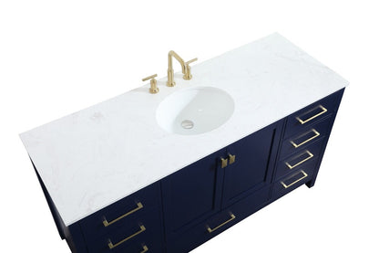 Elegant Furniture & Lighting - Irene 60 inch Single bathroom vanity in blue - VF18860BL veiw 3