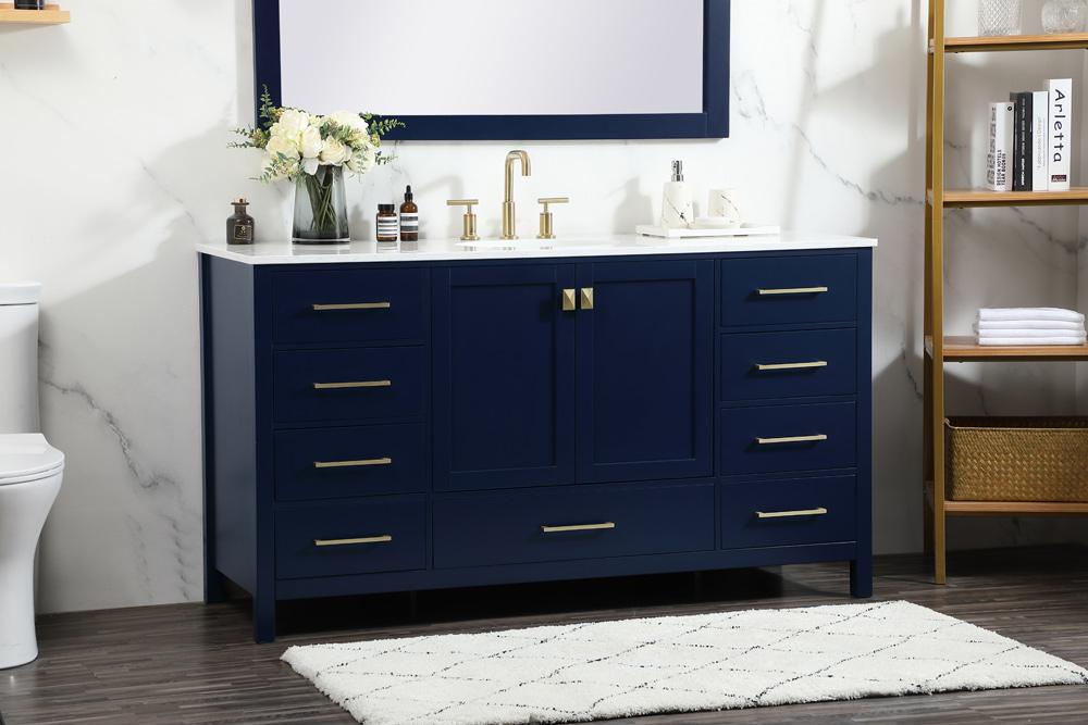 Elegant Furniture & Lighting - Irene 60 inch Single bathroom vanity in blue - VF18860BL veiw 9