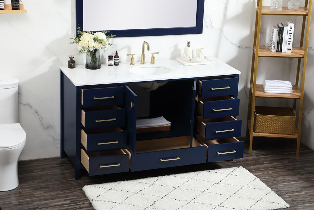 Elegant Furniture & Lighting - Irene 60 inch Single bathroom vanity in blue - VF18860BL veiw 10