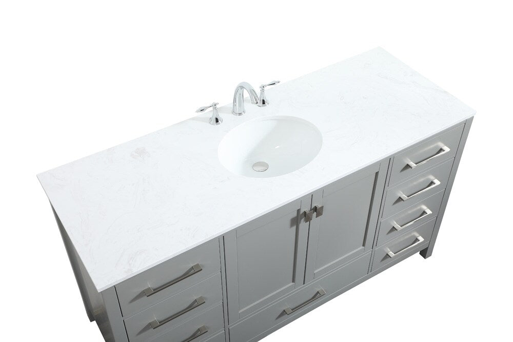 Elegant Furniture & Lighting - Irene 60 inch Single bathroom vanity in grey - VF18860GR veiw 3