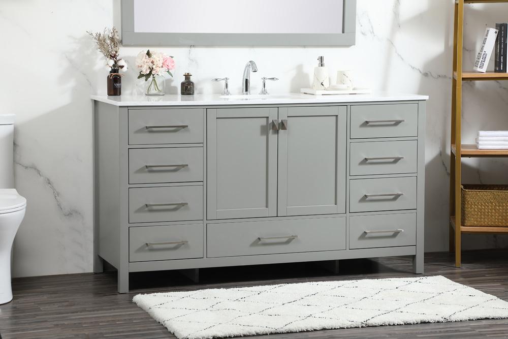 Elegant Furniture & Lighting - Irene 60 inch Single bathroom vanity in grey - VF18860GR veiw 9