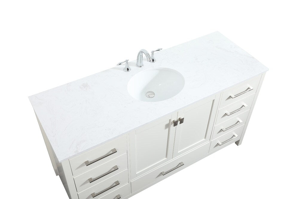Elegant Furniture & Lighting - Irene 60 inch Single bathroom vanity in white - VF18860WH veiw 3