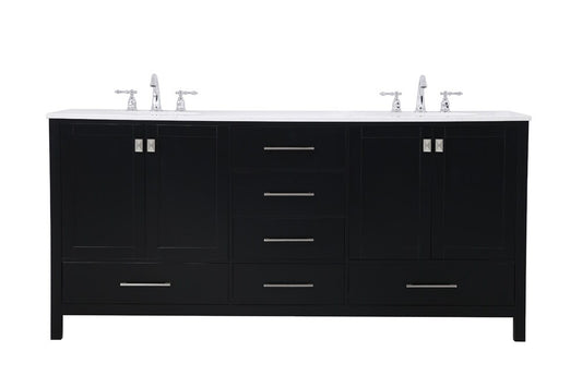 Elegant Furniture & Lighting - Irene 72 inch Double Bathroom Vanity in Black - VF18872DBK veiw 1