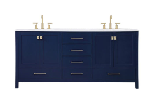 Elegant Furniture & Lighting - Irene 72 inch Double Bathroom Vanity in Blue - VF18872DBL veiw 1