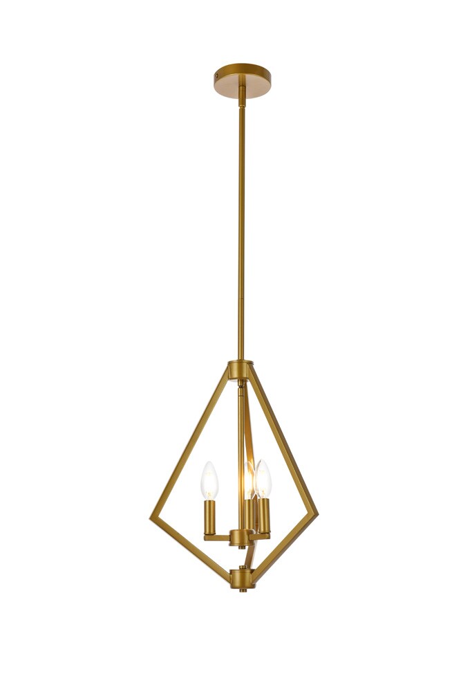 Elegant Furniture & Lighting - Irina 3 lights pendant in brass - LD7061D14BR veiw 1