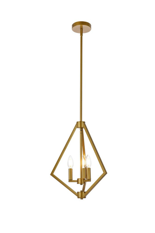 Elegant Furniture & Lighting - Irina 3 lights pendant in brass - LD7061D14BR veiw 1