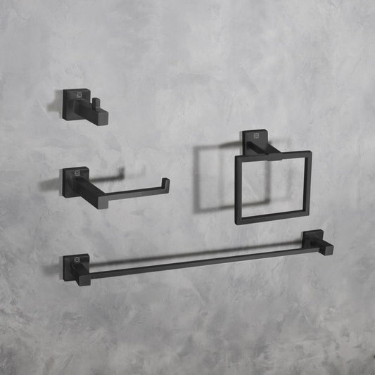 Elegant Furniture & Lighting - Isla 4-Piece Bathroom Hardware Set in Matte Black - HWB-12S4MBK veiw 2