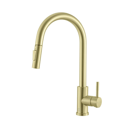 Elegant Furniture & Lighting - Jack Single Handle Pull Down Sprayer Kitchen Faucet in Brushed Gold - FAK-302BGD veiw 1