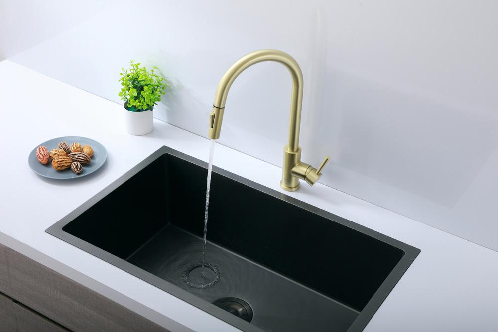 Elegant Furniture & Lighting - Jack Single Handle Pull Down Sprayer Kitchen Faucet in Brushed Gold - FAK-302BGD veiw 4