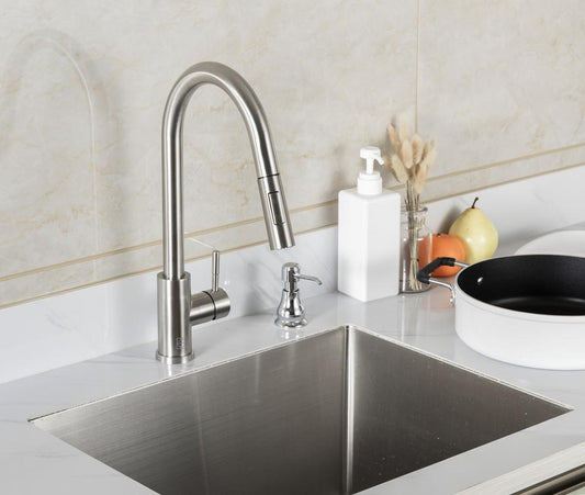 Elegant Furniture & Lighting - Jack Single Handle Pull Down Sprayer Kitchen Faucet in Brushed Nickel - FAK-302BNK veiw 2