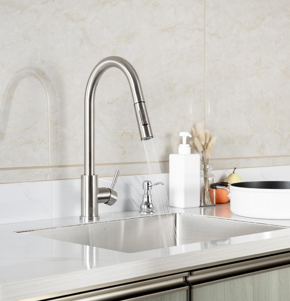 Elegant Furniture & Lighting - Jack Single Handle Pull Down Sprayer Kitchen Faucet in Brushed Nickel - FAK-302BNK veiw 4