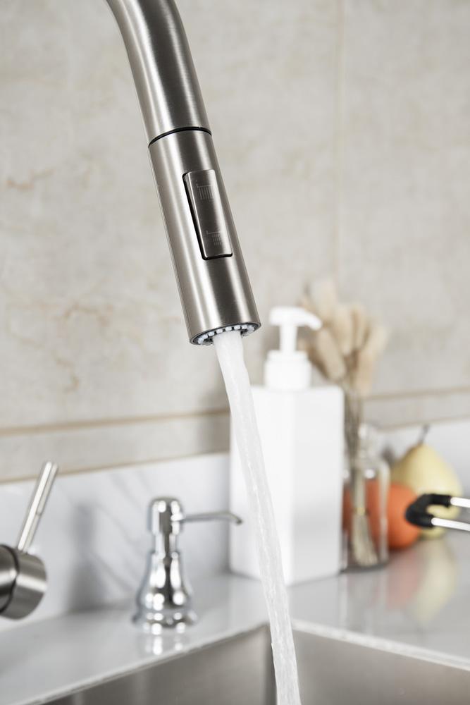 Elegant Furniture & Lighting - Jack Single Handle Pull Down Sprayer Kitchen Faucet in Brushed Nickel - FAK-302BNK veiw 5