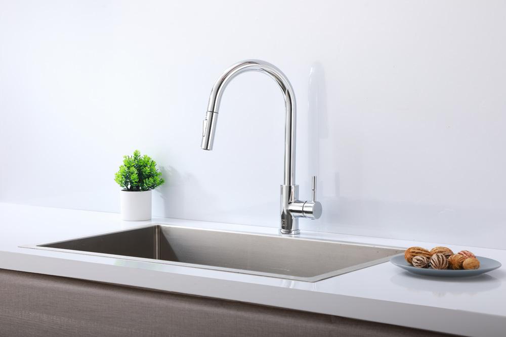 Elegant Furniture & Lighting - Jack Single Handle Pull Down Sprayer Kitchen Faucet in Chrome - FAK-302PCH veiw 2