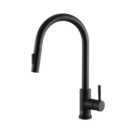 Elegant Furniture & Lighting - Jack Single Handle Pull Down Sprayer Kitchen Faucet in Matte Black - FAK-302MBK veiw 1