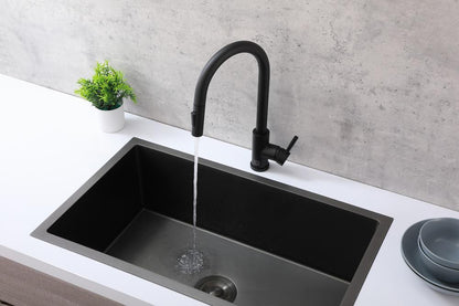 Elegant Furniture & Lighting - Jack Single Handle Pull Down Sprayer Kitchen Faucet in Matte Black - FAK-302MBK veiw 4