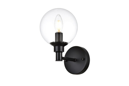 Elegant Furniture & Lighting - Jaelynn 1 light Black and Clear Bath Sconce - LD7318W6BLK veiw 1