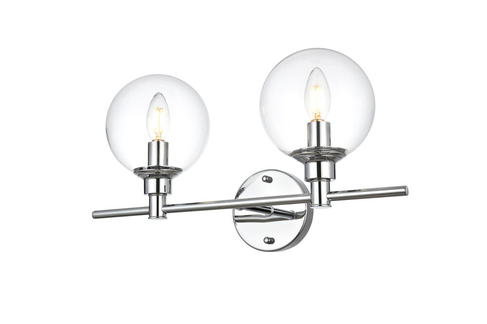 Elegant Furniture & Lighting - Jaelynn 2 light Chrome and Clear Bath Sconce - LD7318W19CH veiw 1