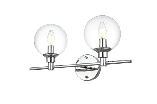 Elegant Furniture & Lighting - Jaelynn 2 light Chrome and Clear Bath Sconce - LD7318W19CH veiw 1