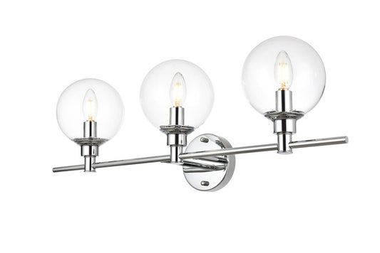 Elegant Furniture & Lighting - Jaelynn 3 light Chrome and Clear Bath Sconce - LD7318W28CH veiw 1