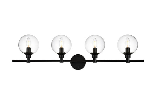Elegant Furniture & Lighting - Jaelynn 4 light Black and Clear Bath Sconce - LD7318W38BLK veiw 1