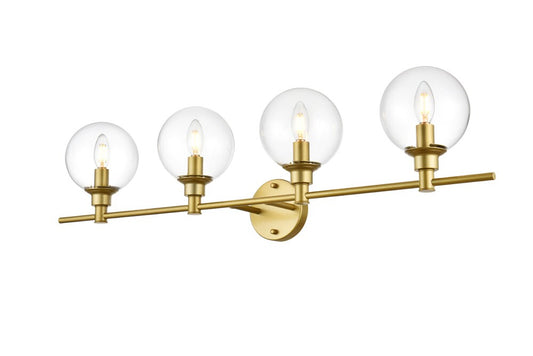 Elegant Furniture & Lighting - Jaelynn 4 light Brass and Clear Bath Sconce - LD7318W38BRA veiw 1