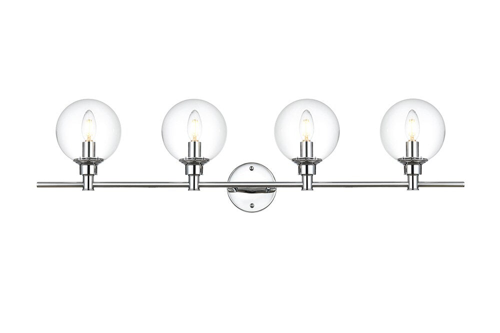 Elegant Furniture & Lighting - Jaelynn 4 light Chrome and Clear Bath Sconce - LD7318W38CH veiw 1