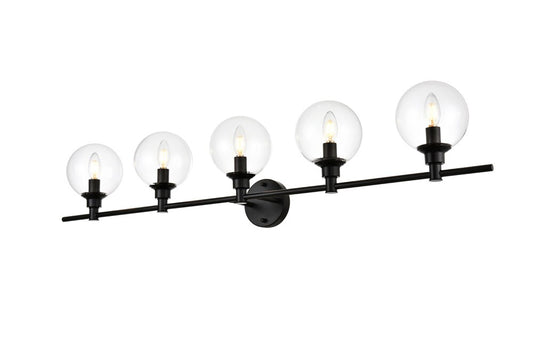 Elegant Furniture & Lighting - Jaelynn 5 light Black and Clear Bath Sconce - LD7318W47BLK veiw 1