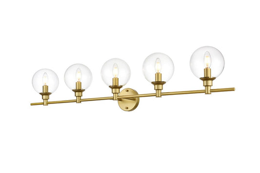 Elegant Furniture & Lighting - Jaelynn 5 light Brass and Clear Bath Sconce - LD7318W47BRA veiw 1
