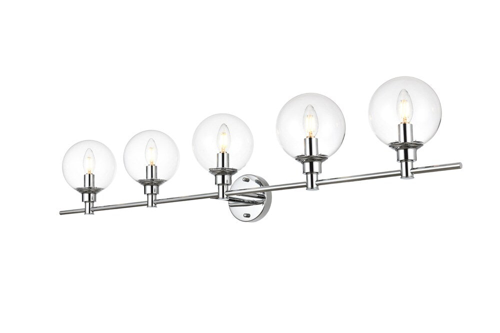 Elegant Furniture & Lighting - Jaelynn 5 light Chrome and Clear Bath Sconce - LD7318W47CH veiw 1
