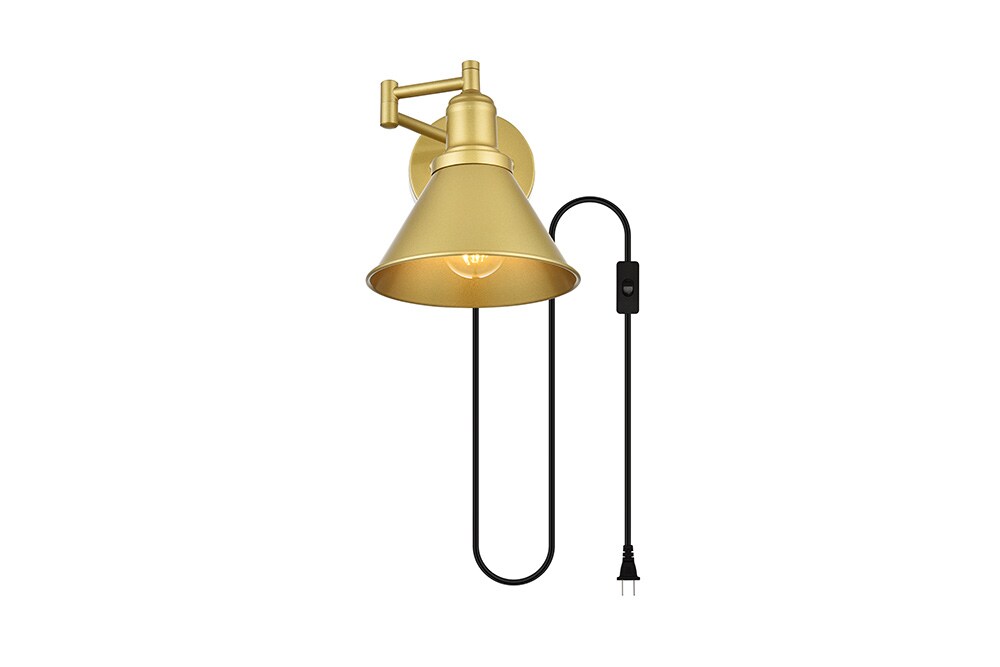 Elegant Furniture & Lighting - Jair 1 light Brass swing arm plug in wall sconce - LD7331W7BRA veiw 1