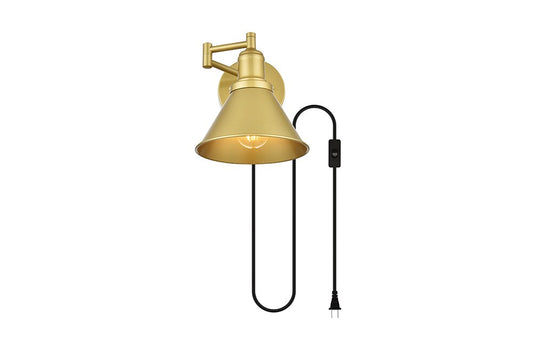 Elegant Furniture & Lighting - Jair 1 light Brass swing arm plug in wall sconce - LD7331W7BRA veiw 1